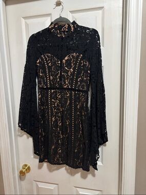 DO+BE Black Lace Dress with Nude Underlay